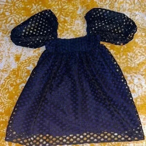 Kimchi, blue polkadot, baby doll puff sleeve mini dress XS